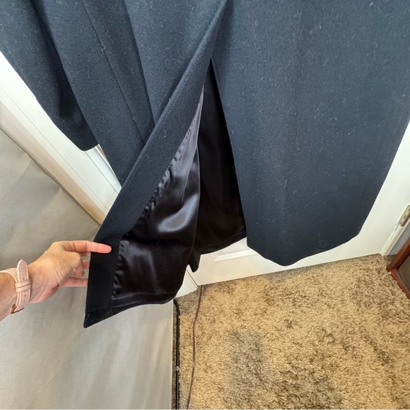 London Fog Men’s Long Wool Coat Black Double Breasted - Picture 8 of 17